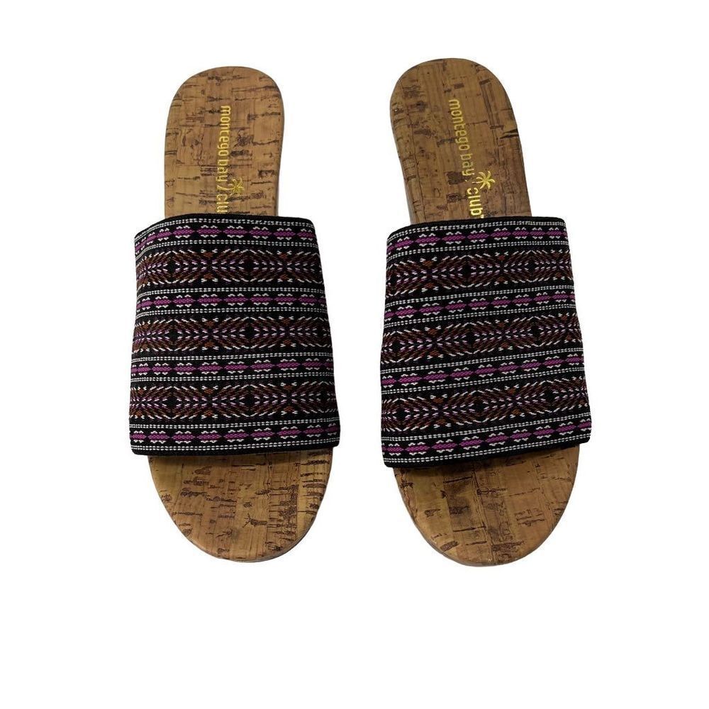 Montego Bay Club Southwestern Wedge Heel Slides Womens 7